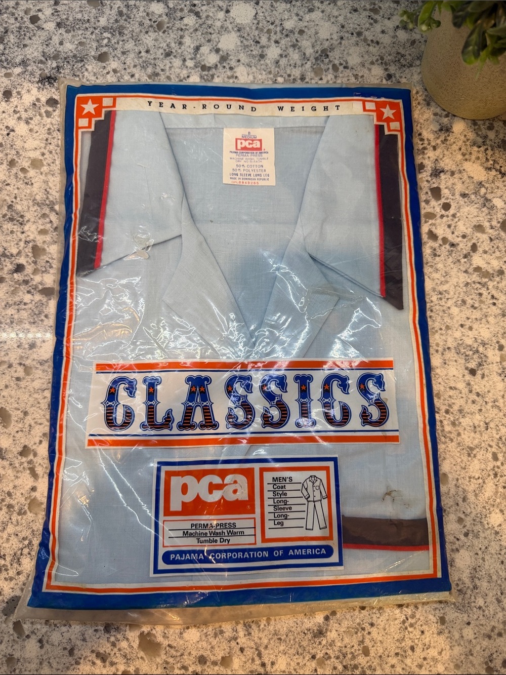 Vintage PCA Classics Men’s Light Blue Pajama Top  and bottom